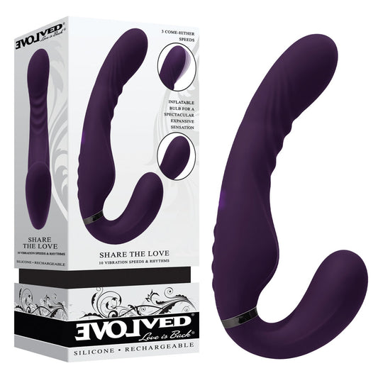 Evolved Share The Love Purple 22.9 Cm Usb Rechargeable Inflatable Strapless Strap On