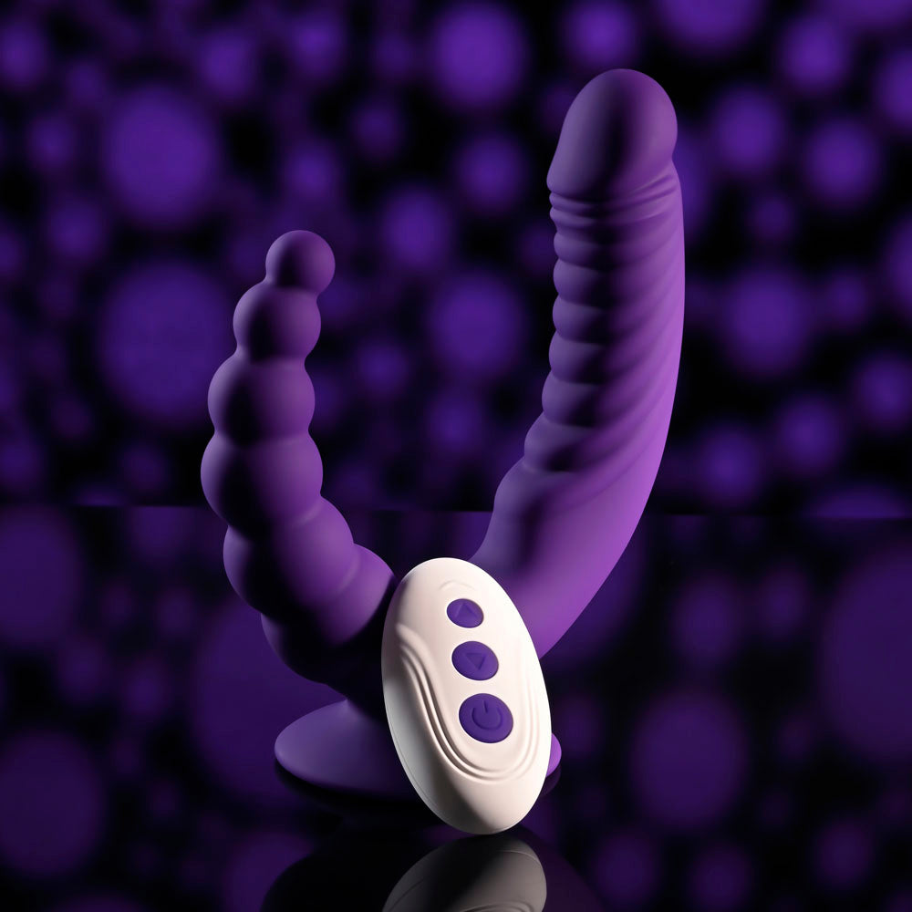 Evolved The Rider Purple Usb Rechargeable Double Ended Vibrator With Wireless Remote