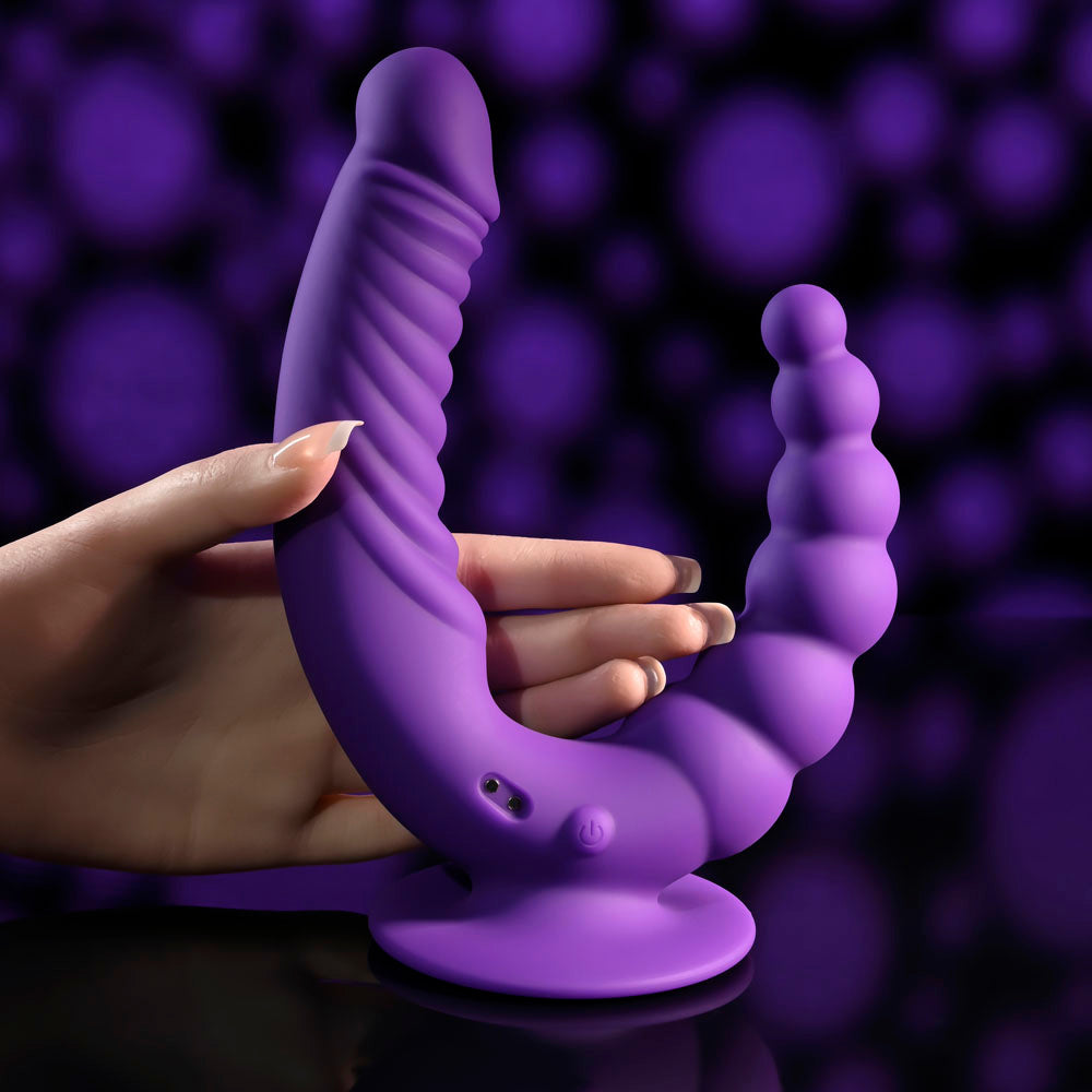 Evolved The Rider Purple Usb Rechargeable Double Ended Vibrator With Wireless Remote