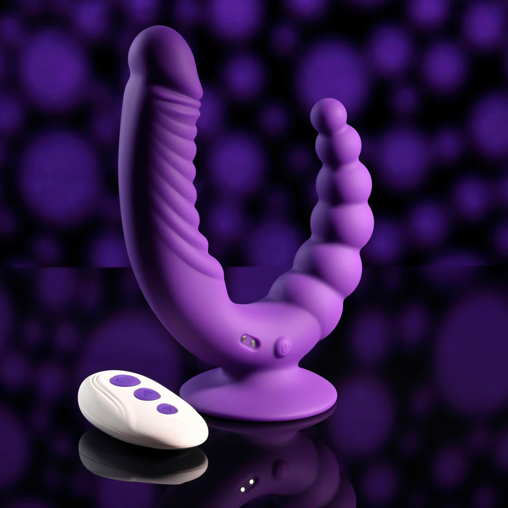 Evolved The Rider Purple Usb Rechargeable Double Ended Vibrator With Wireless Remote