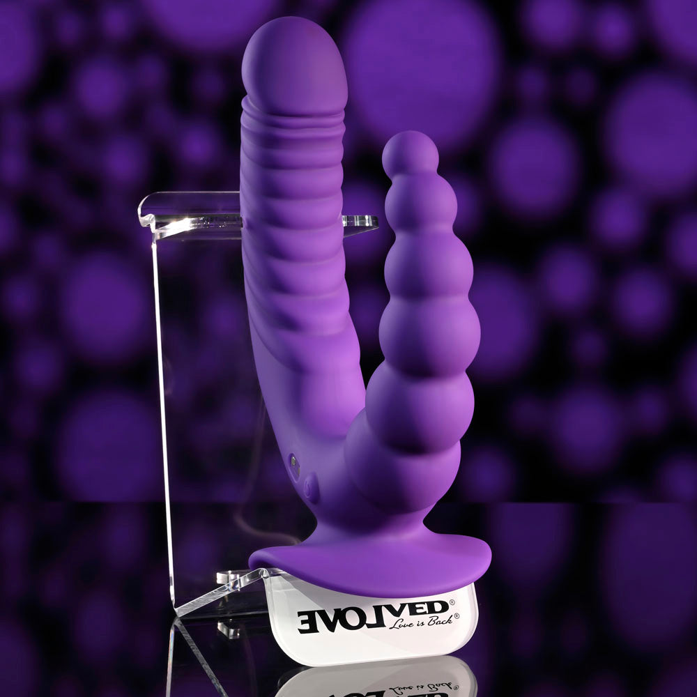 Evolved The Rider Purple Usb Rechargeable Double Ended Vibrator With Wireless Remote