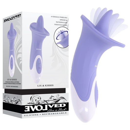 Evolved Lix & Kisses Purple 18.7 Cm Usb Rechargeable Flicking Tongue Stimulator