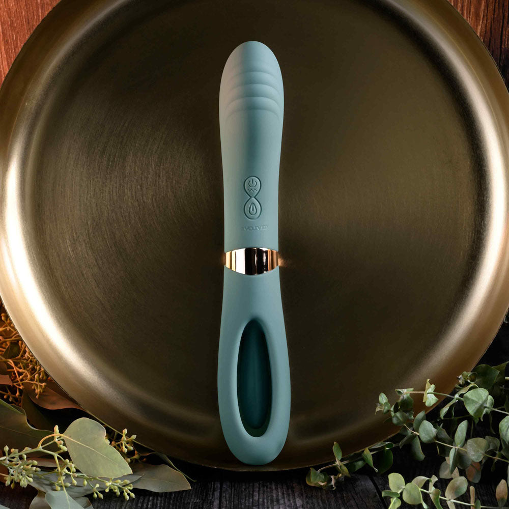 Evolved Chick Flick Olive Green 24 Cm Usb Rechargeable Vibrator With Flicking Tip