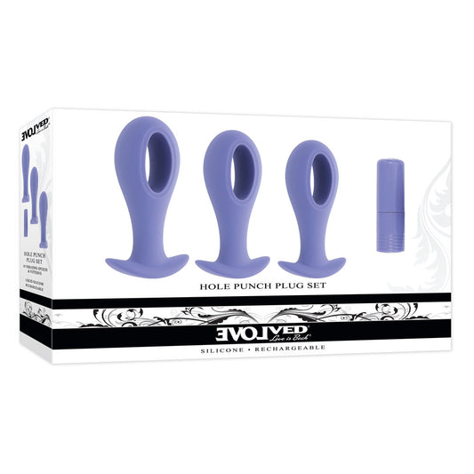 Evolved Hole Punch Plug Set Purple Butt Plugs With Interchangeable Bullet Set Of 3 Sizes