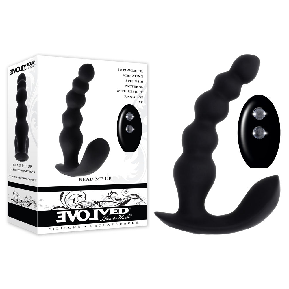 Evolved Bead Me Up Black 16.8 Cm Usb Rechargeable Vibrating Anal Beads With Wireless Remote