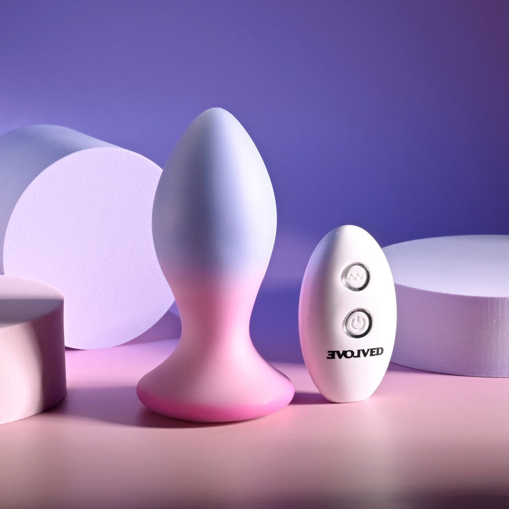 Evolved Paradise Plug Pink/Purple 10.5 Cm Usb Rechargeable Vibrating Butt Plug With Wireless Remote