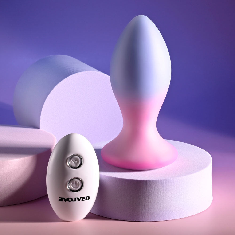 Evolved Paradise Plug Pink/Purple 10.5 Cm Usb Rechargeable Vibrating Butt Plug With Wireless Remote