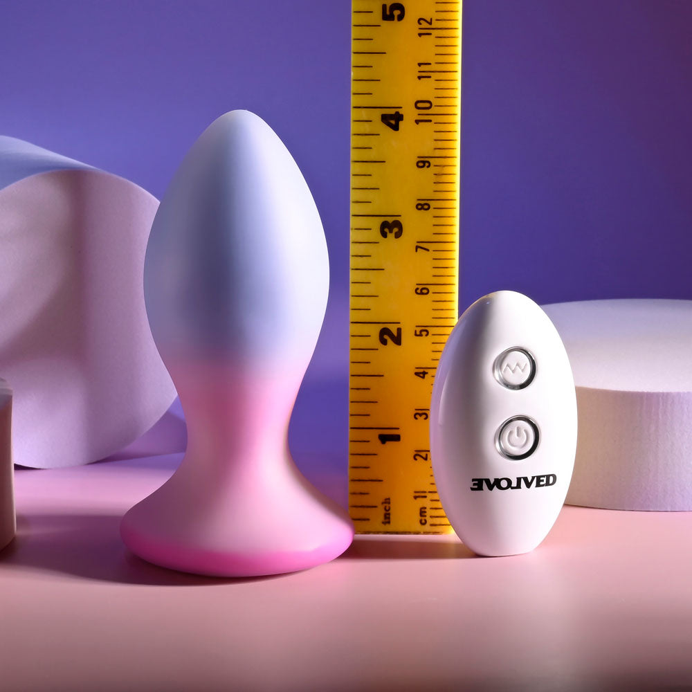 Evolved Paradise Plug Pink/Purple 10.5 Cm Usb Rechargeable Vibrating Butt Plug With Wireless Remote