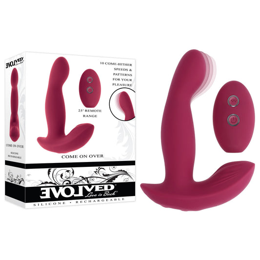 Evolved Come On Over Burgundy Red 15.9 Cm Usb Rechargeable Vibrator With Wireless Remote