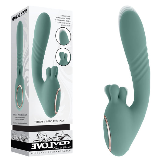 Evolved Thrust Into Ecstasy Green 21 Cm Usb Rechargeable Thrusting & Rotating Vibrator