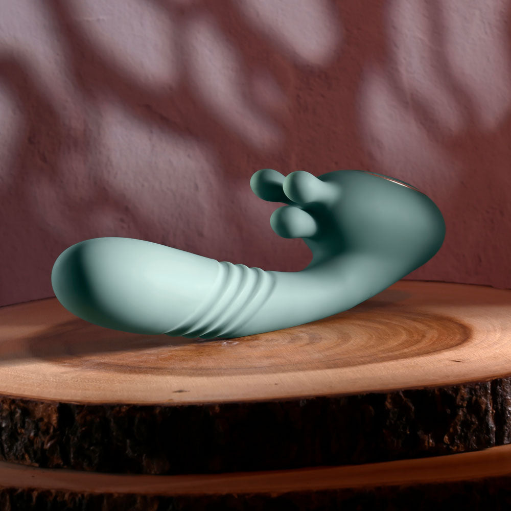 Evolved Thrust Into Ecstasy Green 21 Cm Usb Rechargeable Thrusting & Rotating Vibrator