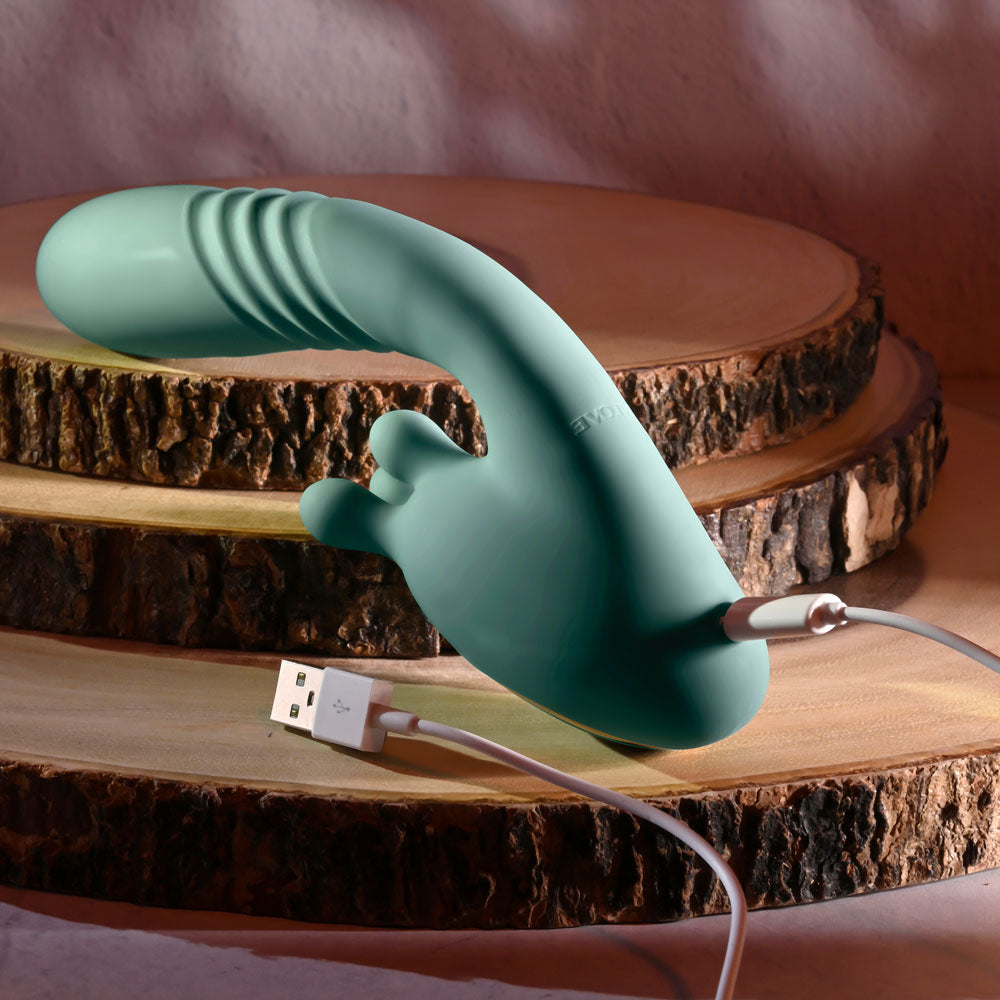 Evolved Thrust Into Ecstasy Green 21 Cm Usb Rechargeable Thrusting & Rotating Vibrator