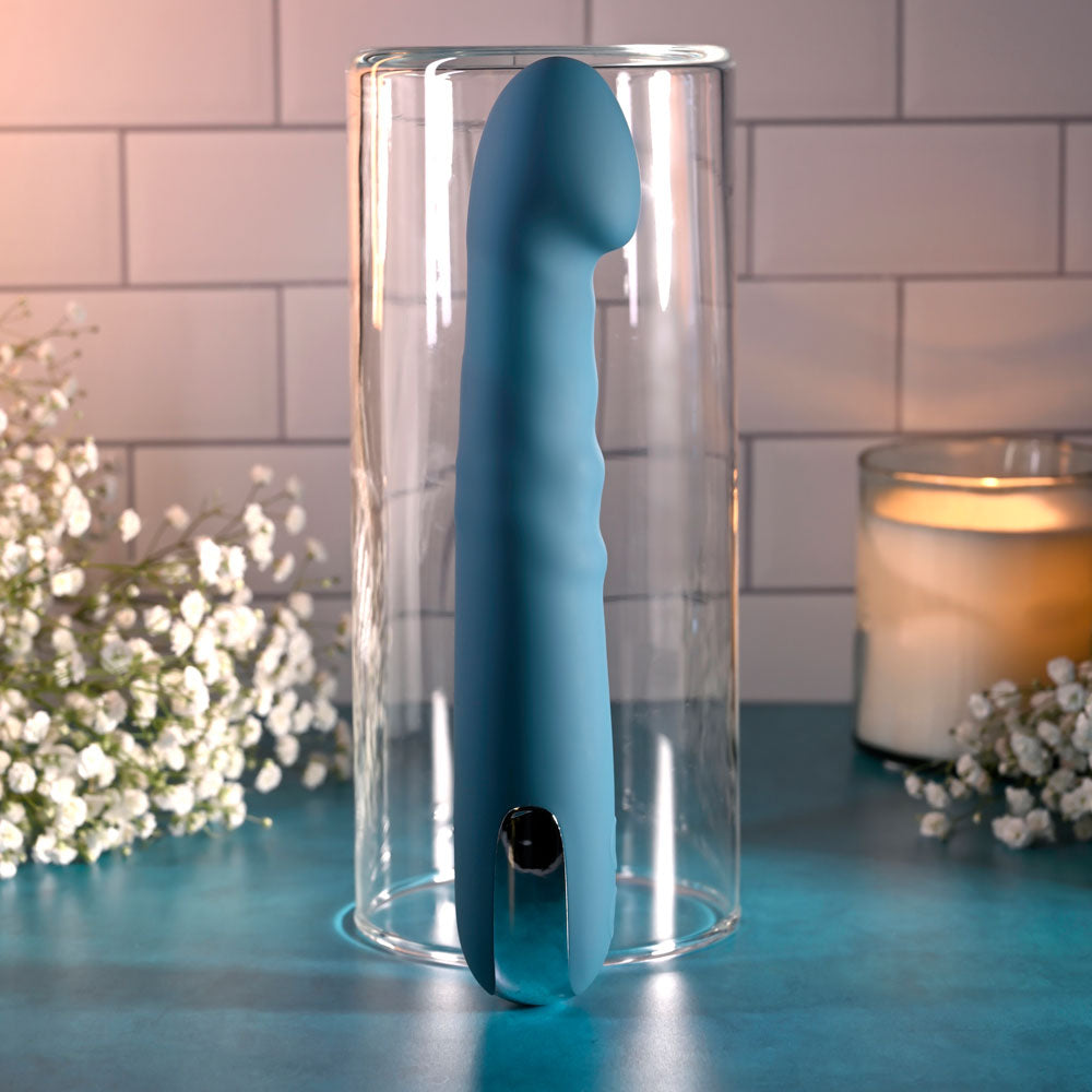 Evolved Queen Of All Trades Blue 22.6 Cm Usb Rechargeable Thrusting & Rotating Vibrator