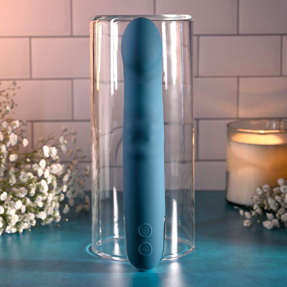 Evolved Queen Of All Trades Blue 22.6 Cm Usb Rechargeable Thrusting & Rotating Vibrator