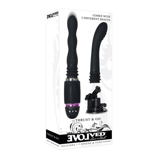 Evolved Thrust & Go Black 15 Cm Usb Rechargeable Thrusting Vibrator With Interchangable Shafts
