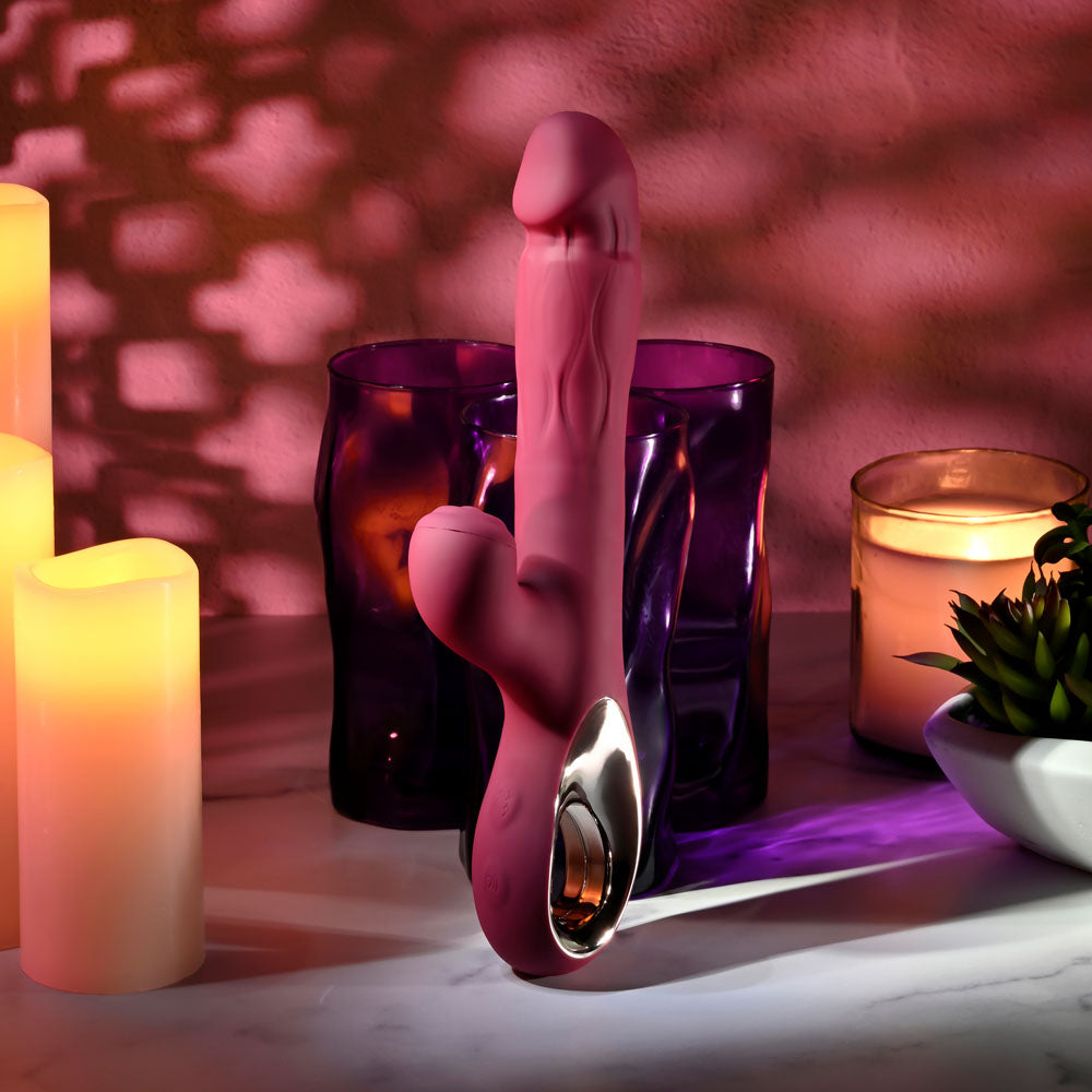 Evolved Bursting With Pleasure Red 25.4 Cm Usb Rechargeable Vibrator With Tapping Clitoral Stimulator