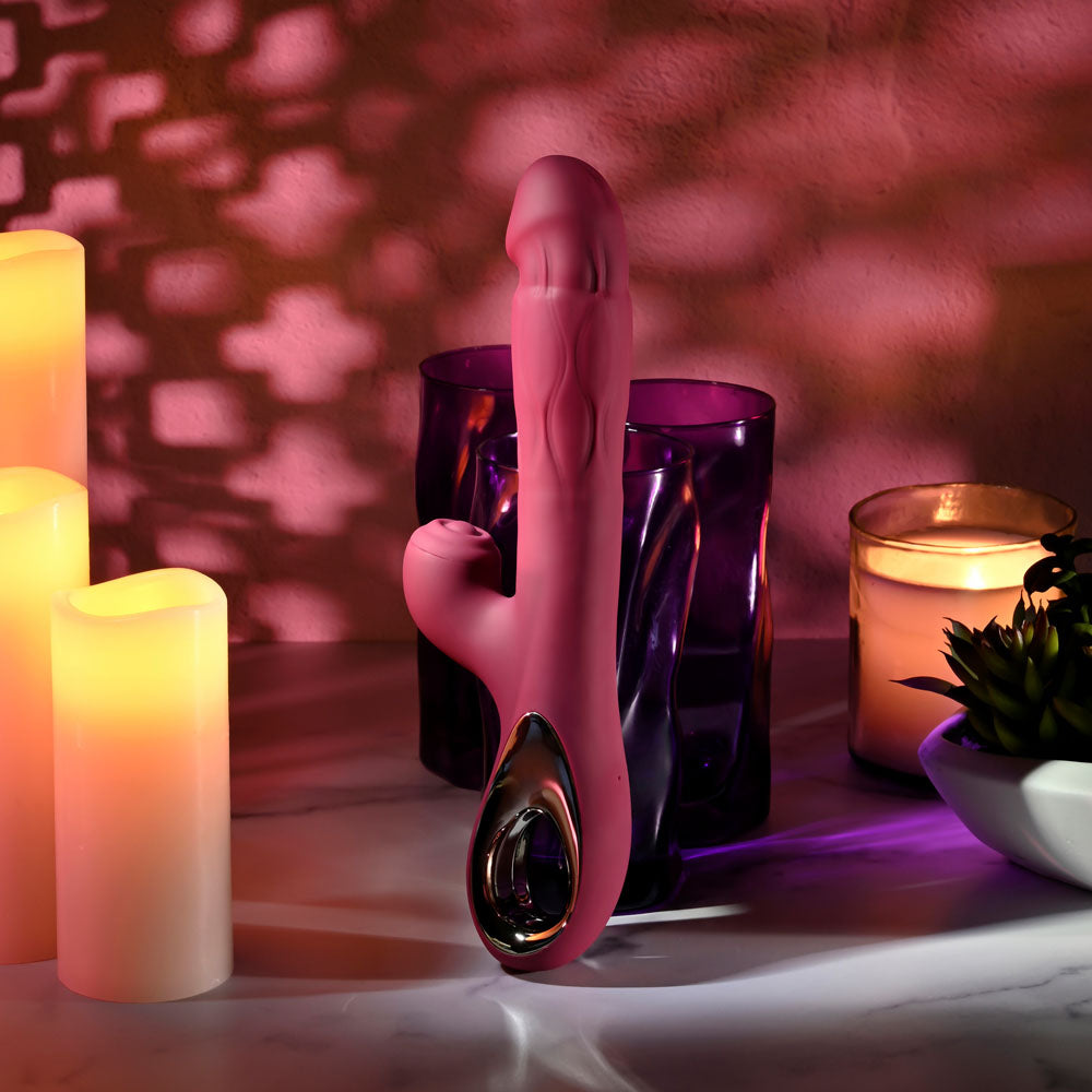Evolved Bursting With Pleasure Red 25.4 Cm Usb Rechargeable Vibrator With Tapping Clitoral Stimulator