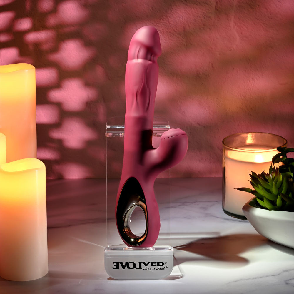 Evolved Bursting With Pleasure Red 25.4 Cm Usb Rechargeable Vibrator With Tapping Clitoral Stimulator