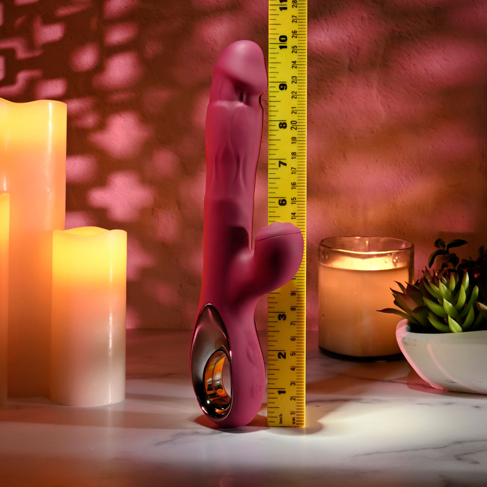 Evolved Bursting With Pleasure Red 25.4 Cm Usb Rechargeable Vibrator With Tapping Clitoral Stimulator