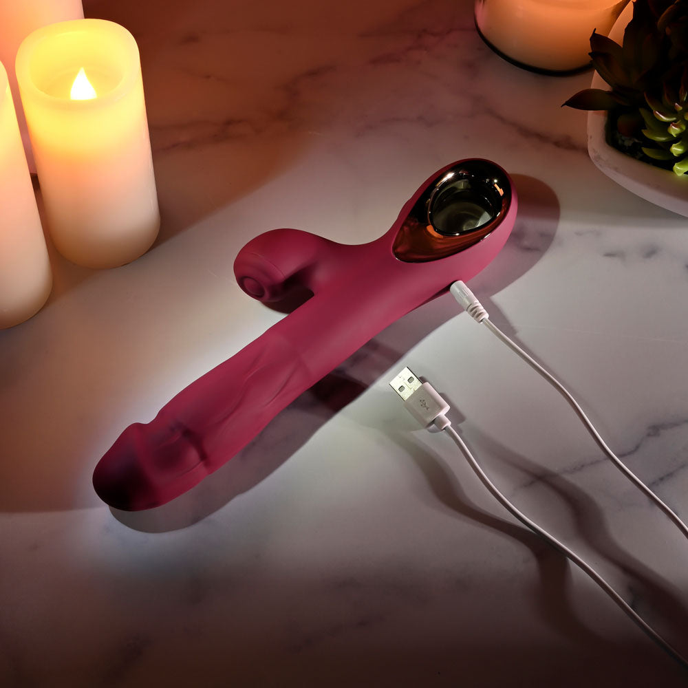Evolved Bursting With Pleasure Red 25.4 Cm Usb Rechargeable Vibrator With Tapping Clitoral Stimulator