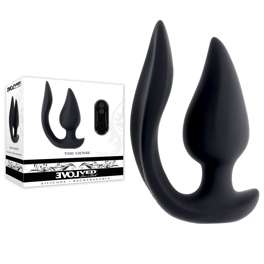 Evolved The Genie Black 11.2 Cm Usb Rechargeable Vibrating Plug With Wireless Remote