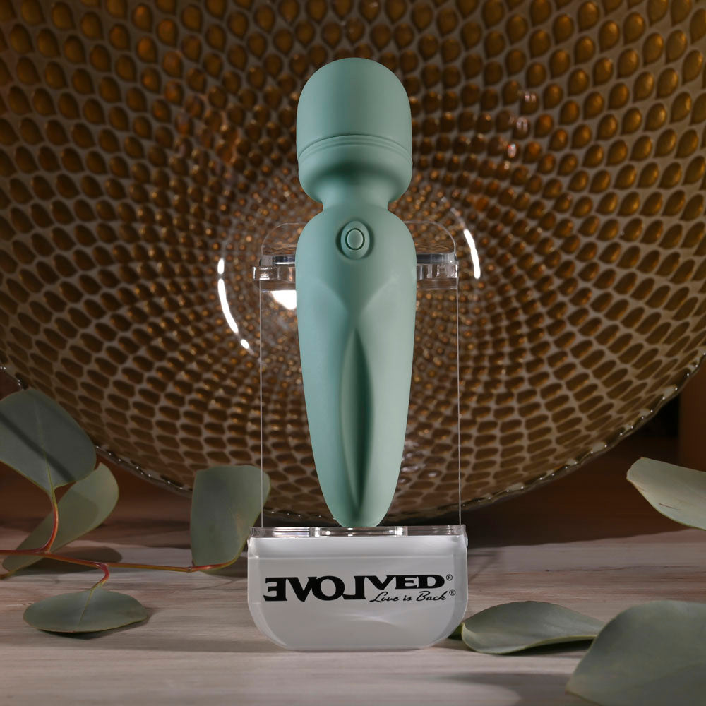 Evolved Rumble Wand Olive Green 13.4 Usb Rechargeable Mini Massage Wand