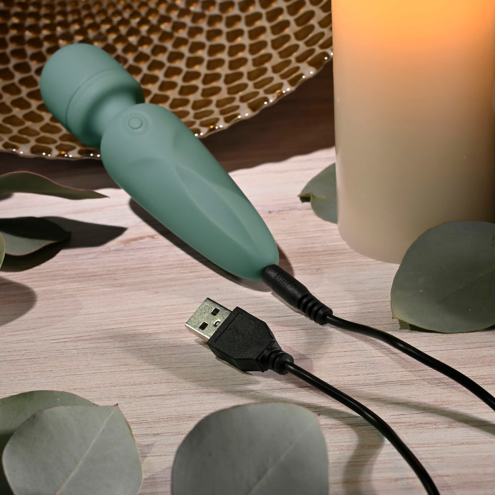Evolved Rumble Wand Olive Green 13.4 Usb Rechargeable Mini Massage Wand