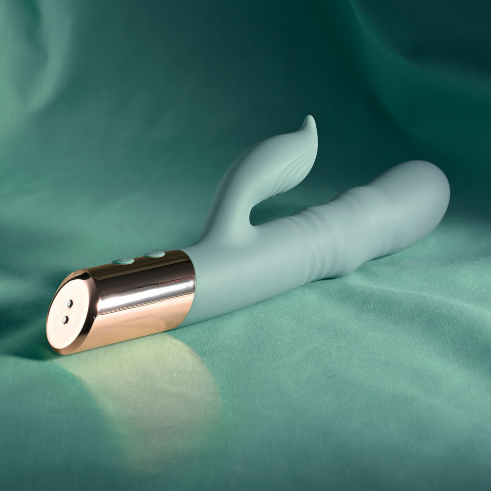 Evolved The Shimmy Green Usb Rechargeable Thrusting Rabbit Vibrator
