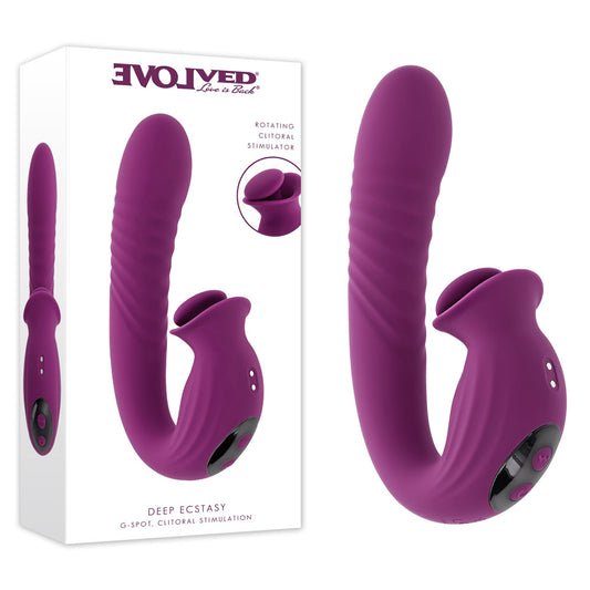 Evolved Deep Ecstasy Purple 16.5 Cm Usb Rechargeable Thrusting And Tapping Vibrator
