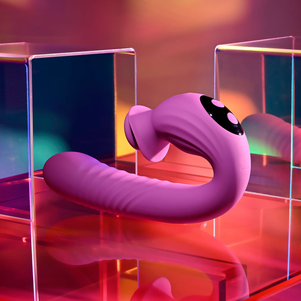 Evolved Deep Ecstasy Purple 16.5 Cm Usb Rechargeable Thrusting And Tapping Vibrator