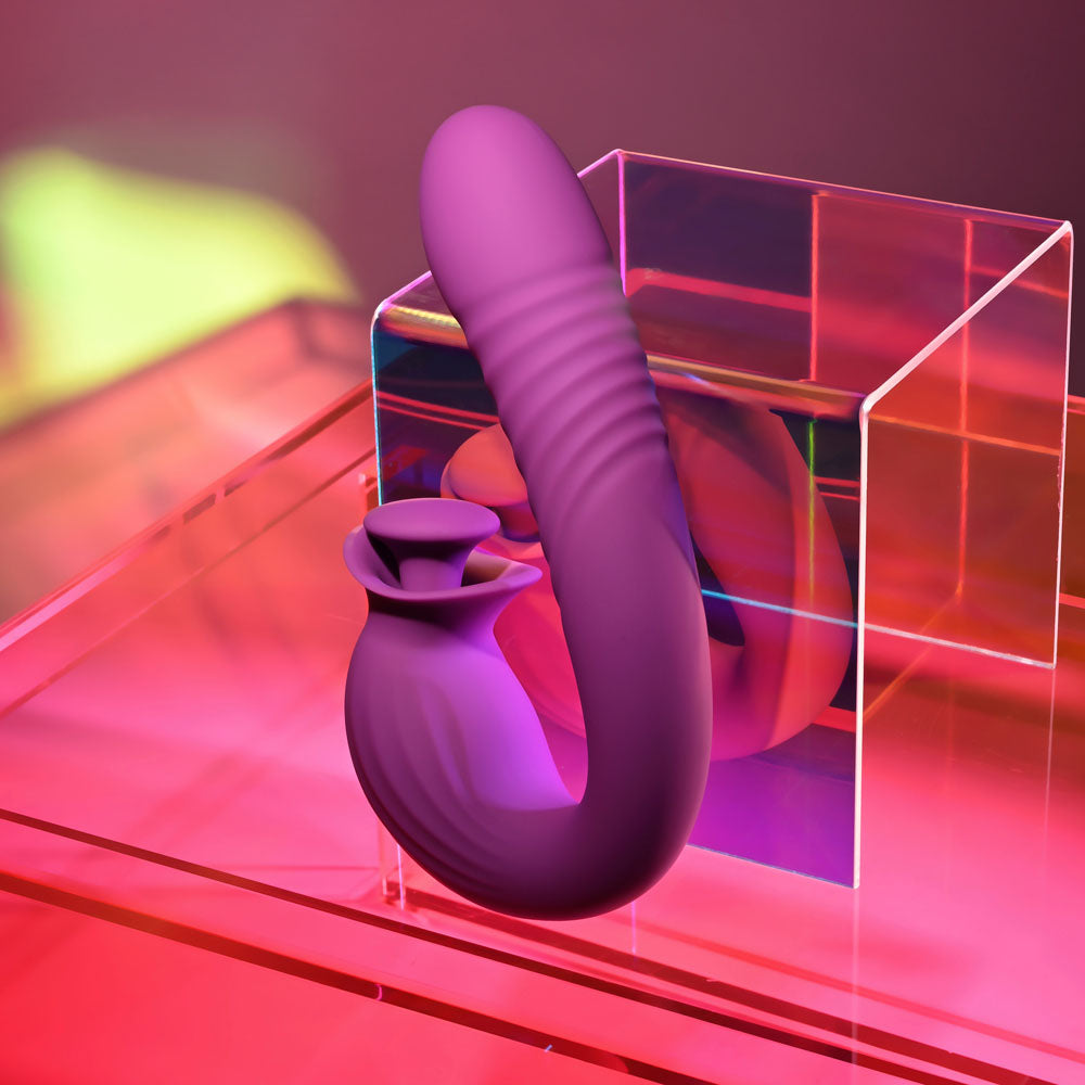 Evolved Deep Ecstasy Purple 16.5 Cm Usb Rechargeable Thrusting And Tapping Vibrator