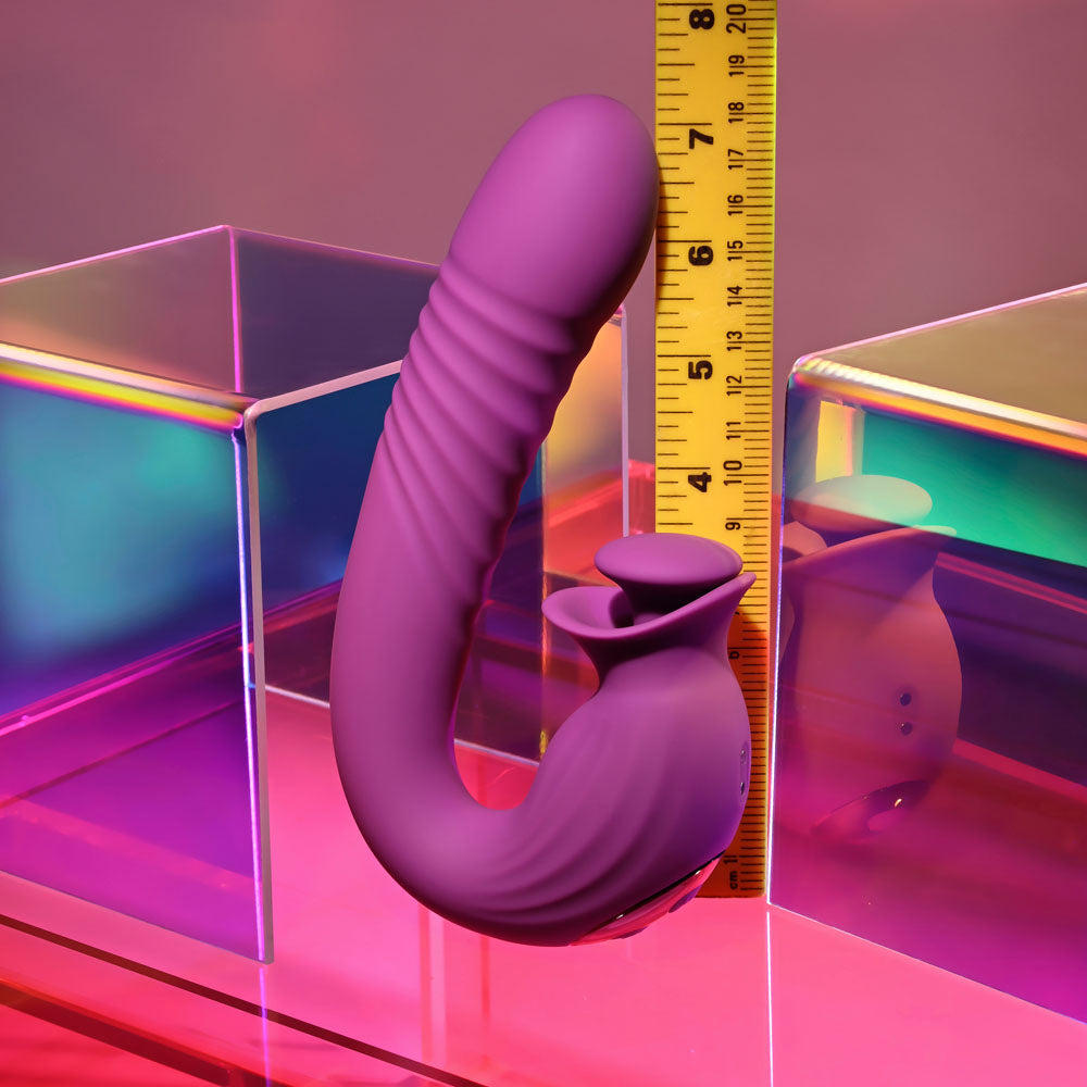 Evolved Deep Ecstasy Purple 16.5 Cm Usb Rechargeable Thrusting And Tapping Vibrator