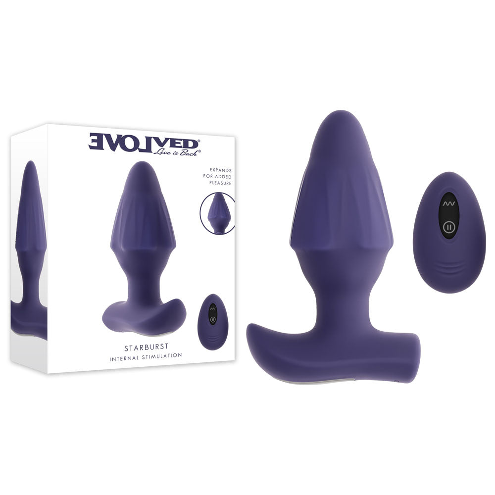 Evolved Starburst Purple 10.1 Cm Usb Rechargeable Vibrating Butt Plug With Wireless Remote