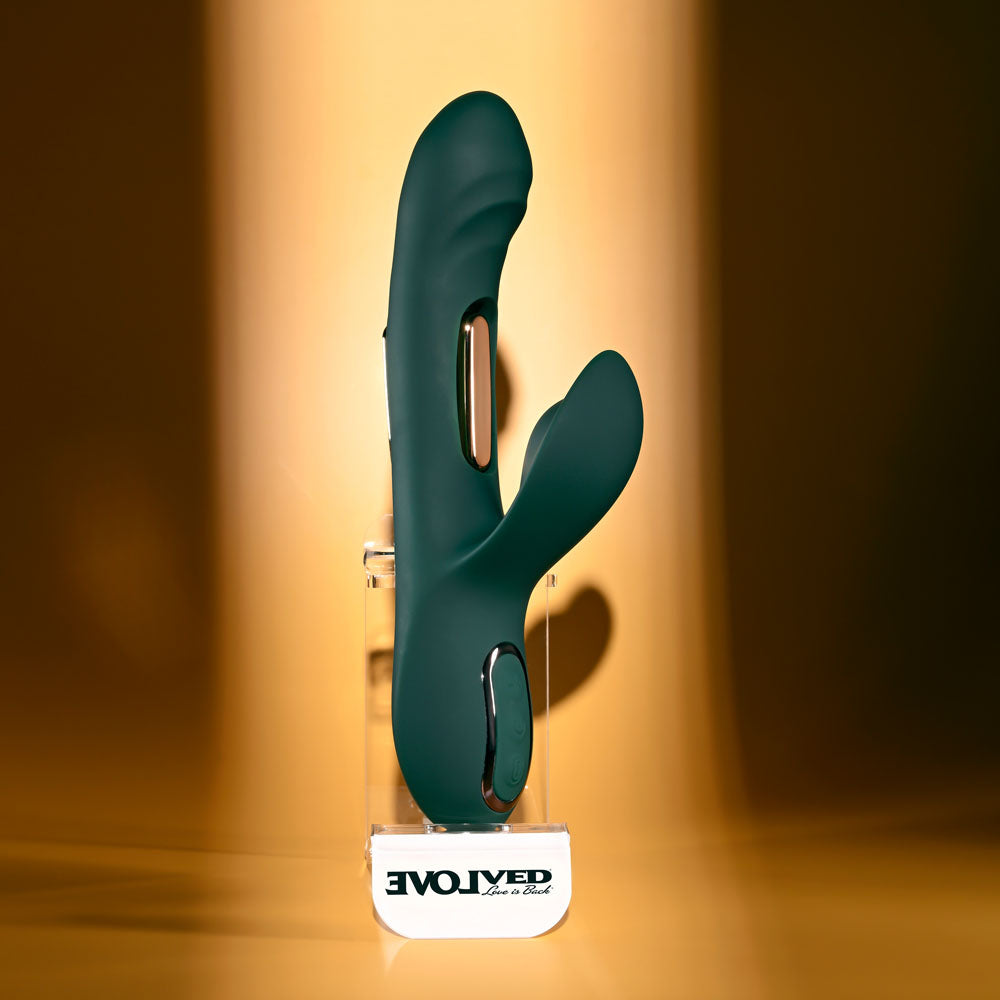 Evolved Heart Of Gold Green Usb Rechargeable Rabbit Vibrator