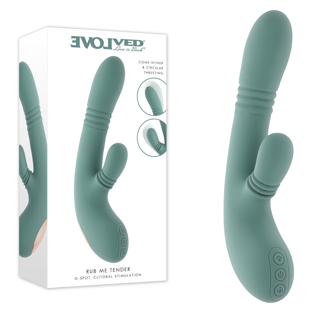 Evolved Rub Me Tender Green Usb Rechargeable Gyrating & Thrusting Rabbit Vibrator