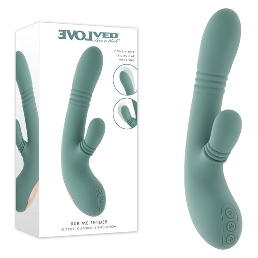 Evolved Rub Me Tender Green Usb Rechargeable Gyrating & Thrusting Rabbit Vibrator