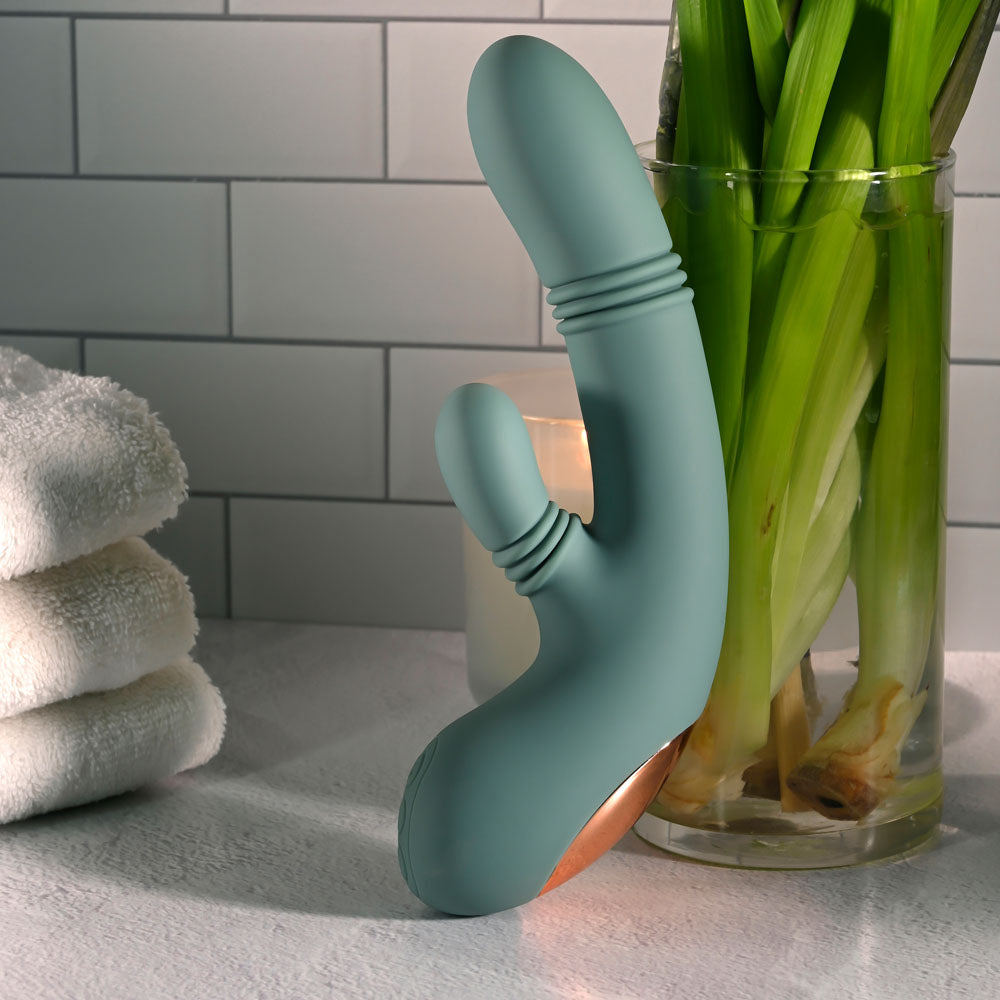 Evolved Rub Me Tender Green Usb Rechargeable Gyrating & Thrusting Rabbit Vibrator