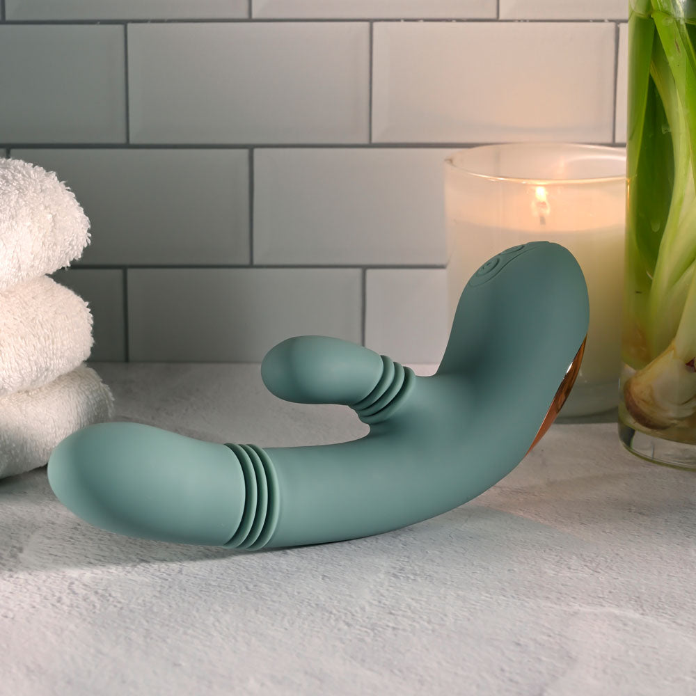 Evolved Rub Me Tender Green Usb Rechargeable Gyrating & Thrusting Rabbit Vibrator