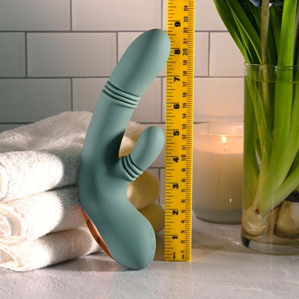 Evolved Rub Me Tender Green Usb Rechargeable Gyrating & Thrusting Rabbit Vibrator