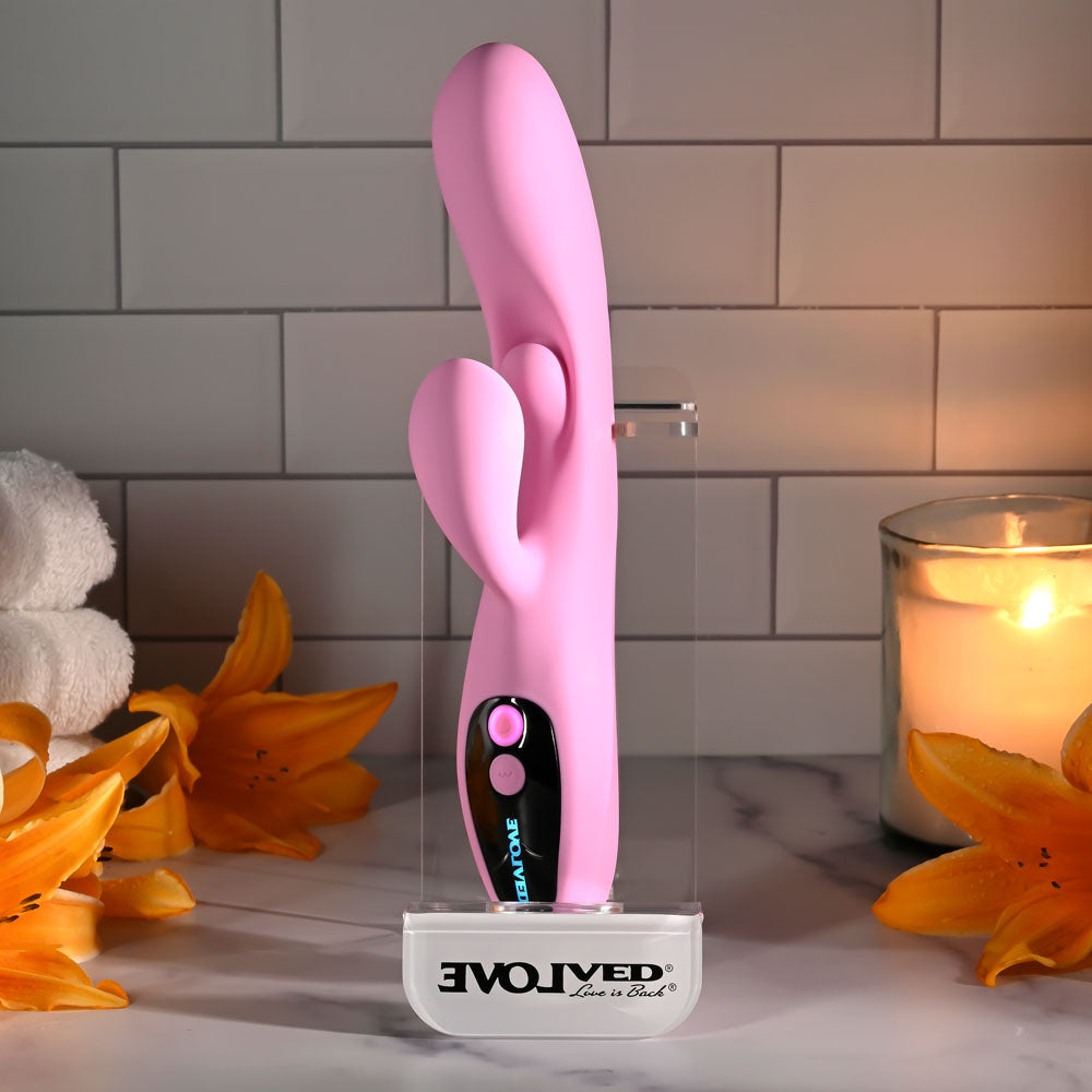Evolved Push The Button Pink 23.5 Cm Usb Rechargeable Rabbit Vibrator With G Spot Bud