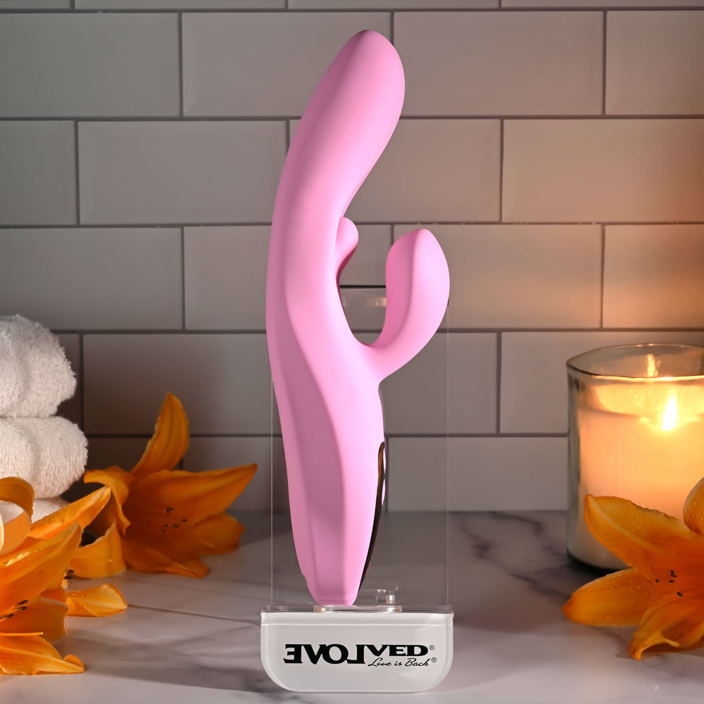Evolved Push The Button Pink 23.5 Cm Usb Rechargeable Rabbit Vibrator With G Spot Bud