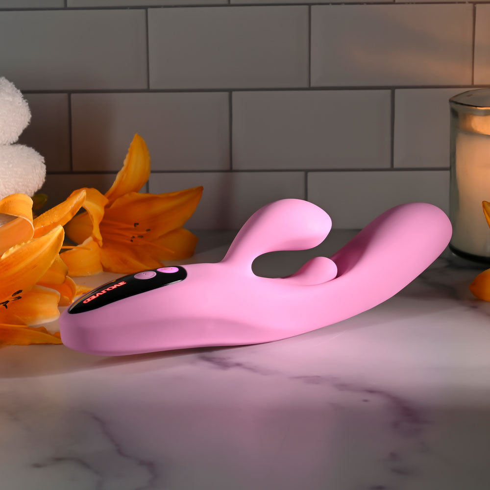 Evolved Push The Button Pink 23.5 Cm Usb Rechargeable Rabbit Vibrator With G Spot Bud