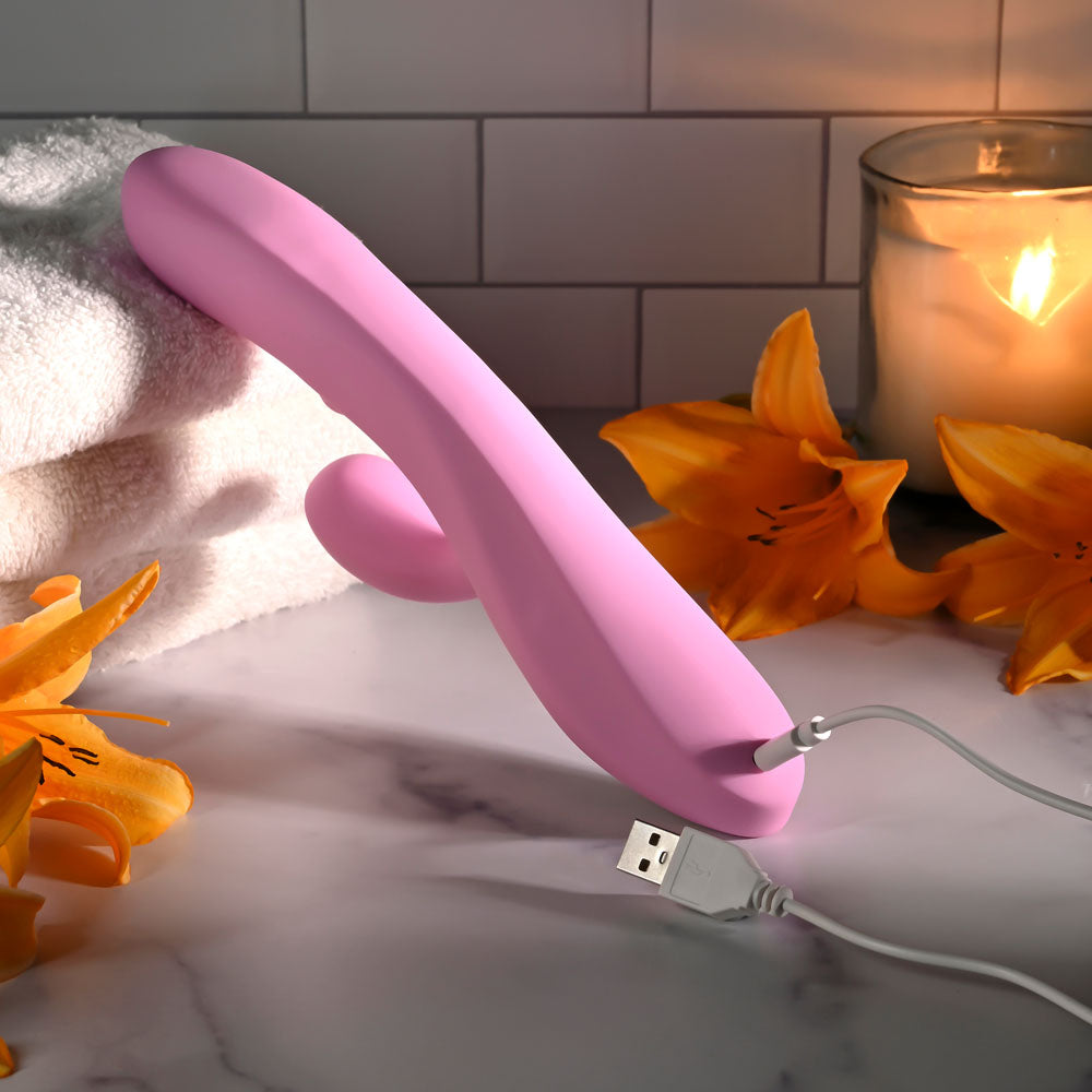 Evolved Push The Button Pink 23.5 Cm Usb Rechargeable Rabbit Vibrator With G Spot Bud