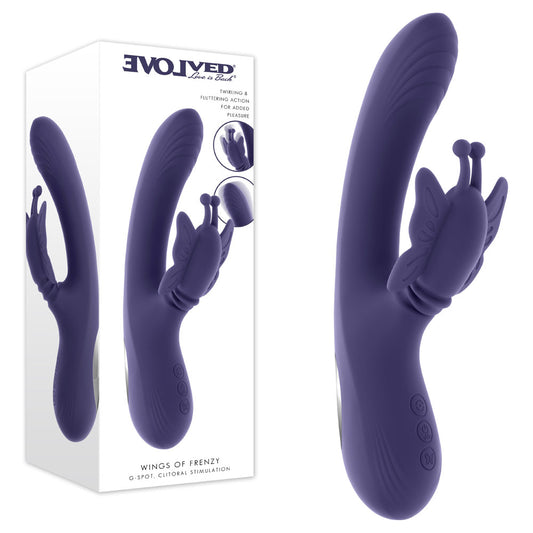 Evolved Wings Of Frenzy Purple Usb Rechargeable Butterfly Vibrator