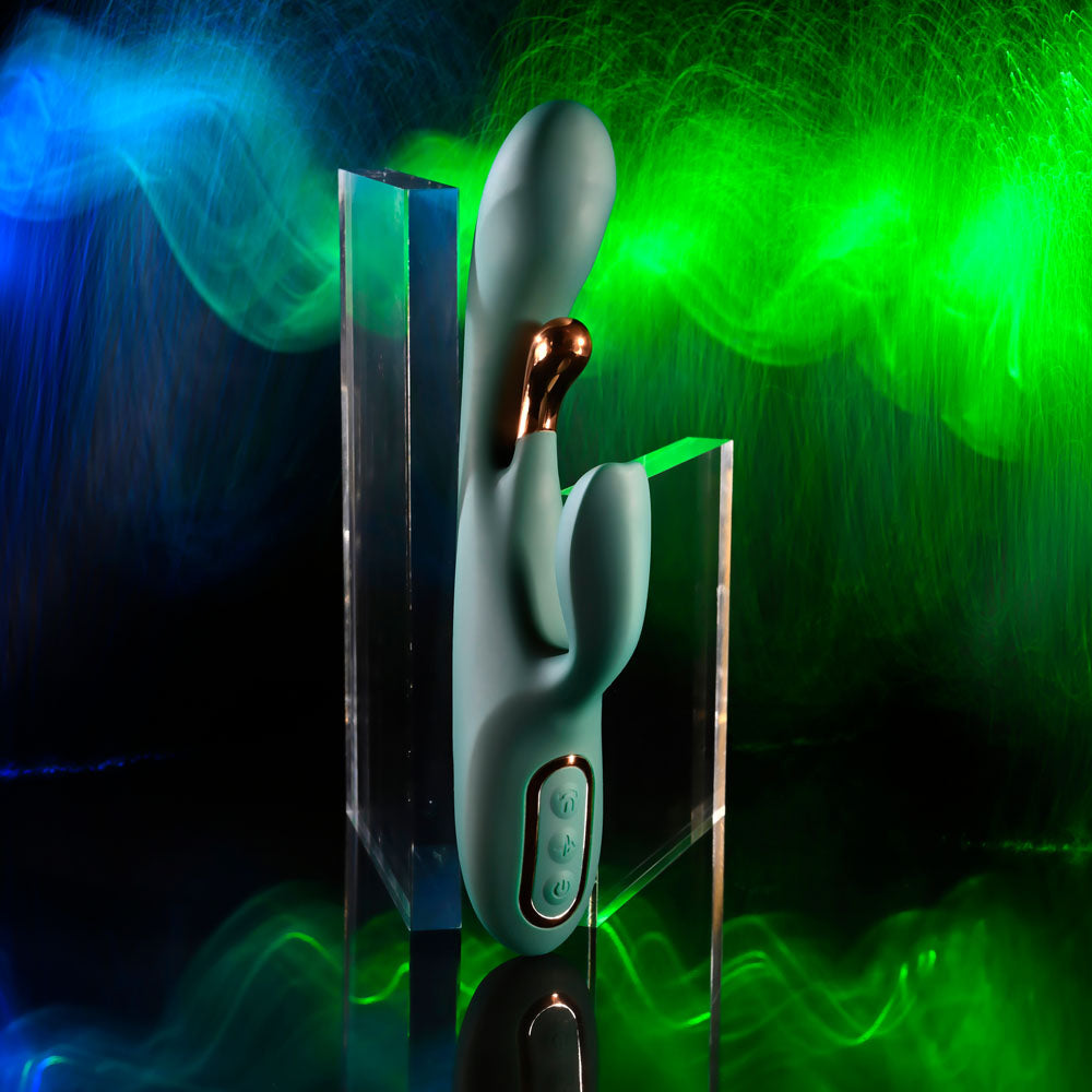 Evolved Golden Goddess Green Usb Rechargeable Rabbit Vibrator With G Spot Flicker
