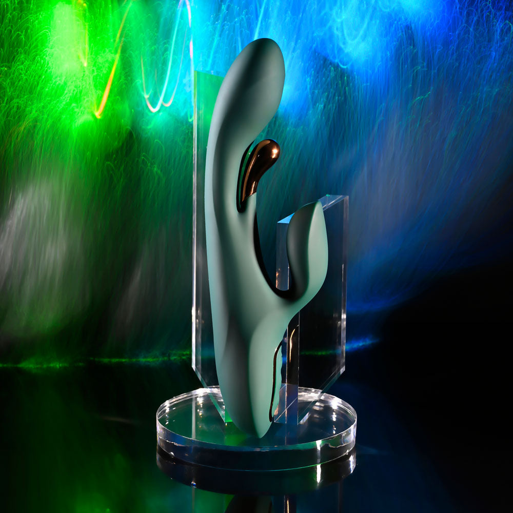 Evolved Golden Goddess Green Usb Rechargeable Rabbit Vibrator With G Spot Flicker