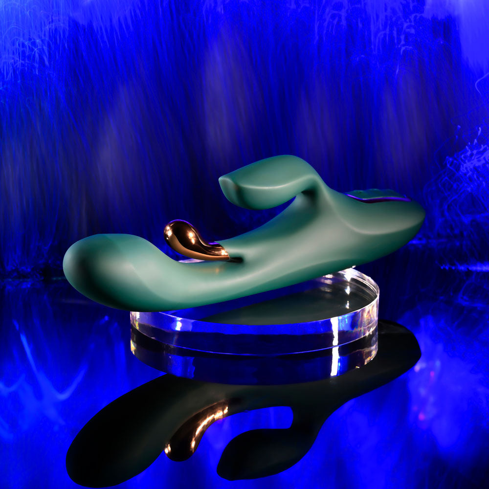 Evolved Golden Goddess Green Usb Rechargeable Rabbit Vibrator With G Spot Flicker