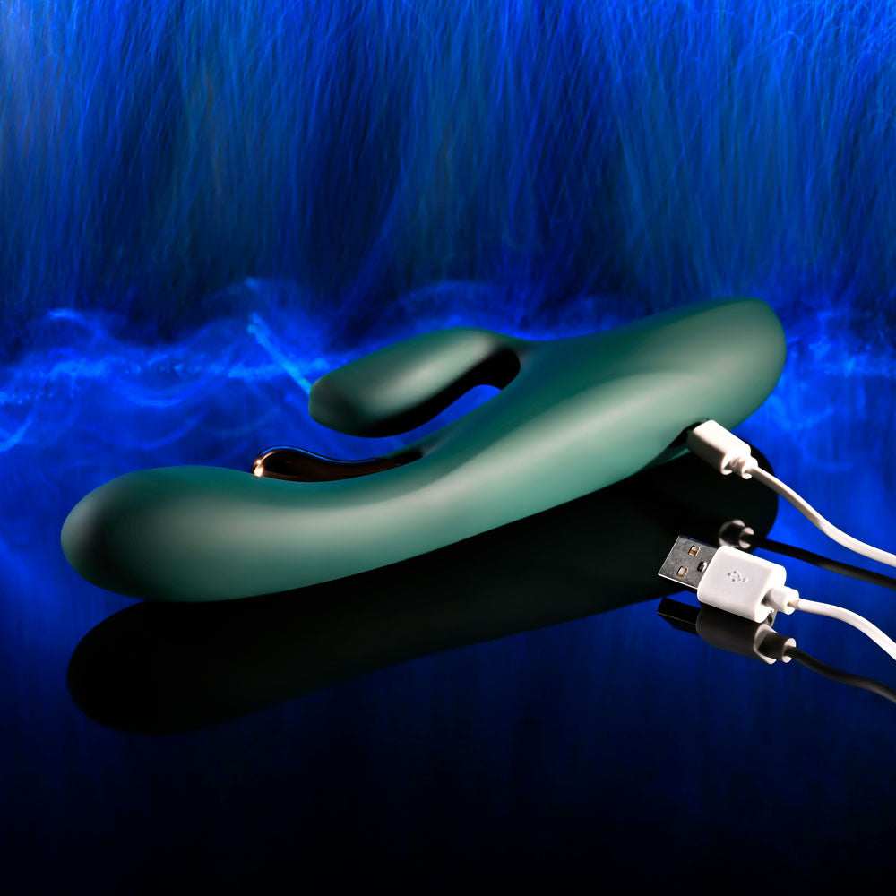 Evolved Golden Goddess Green Usb Rechargeable Rabbit Vibrator With G Spot Flicker