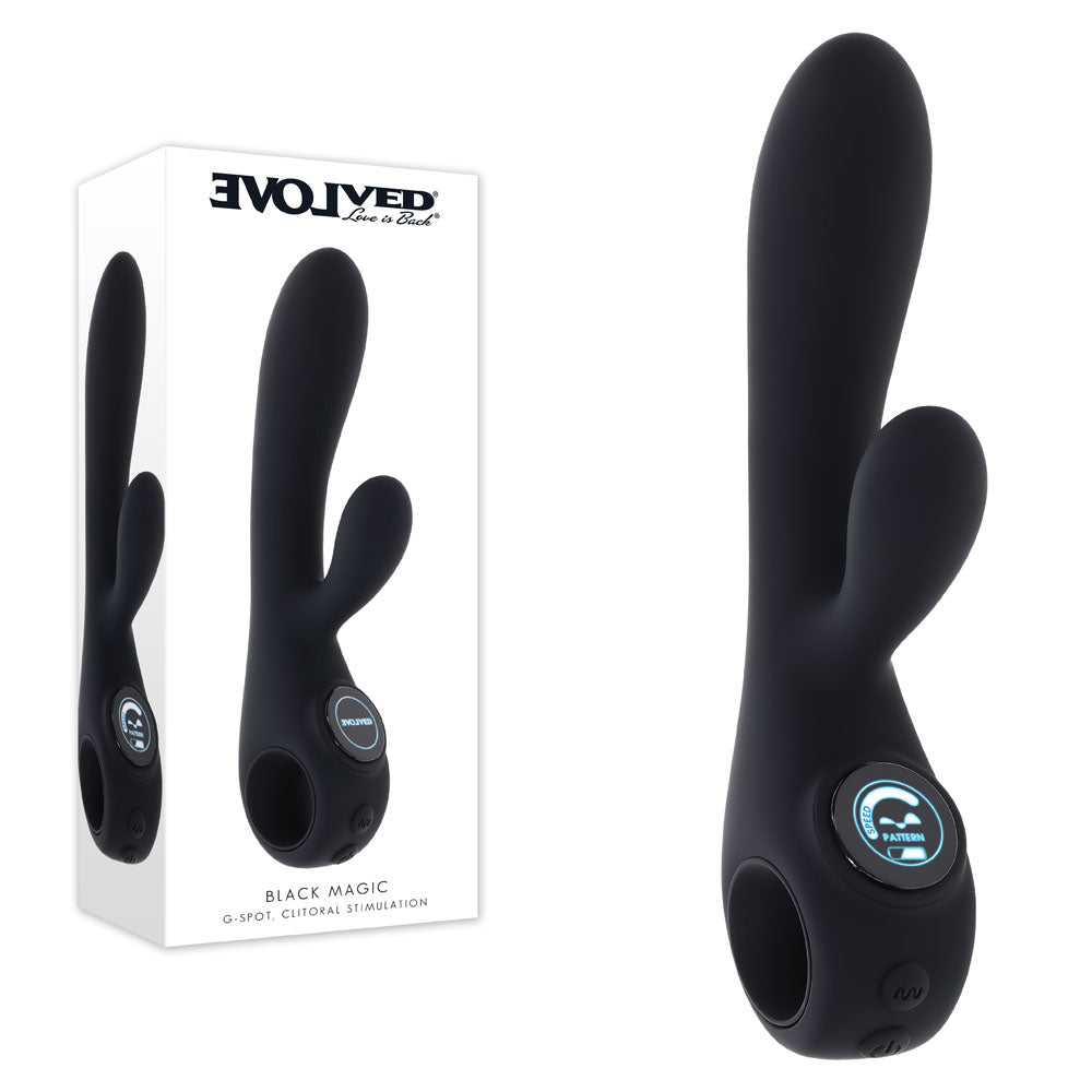 Evolved Black Magic Black 20 Cm Usb Rechargeable Rabbit Vibrator With Led Screen