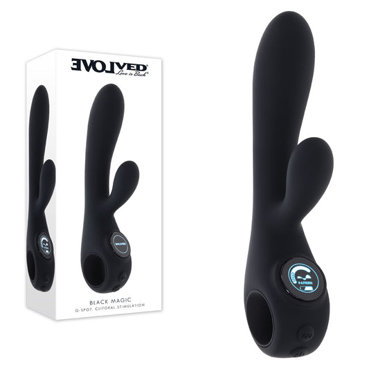 Evolved Black Magic Black 20 Cm Usb Rechargeable Rabbit Vibrator With Led Screen